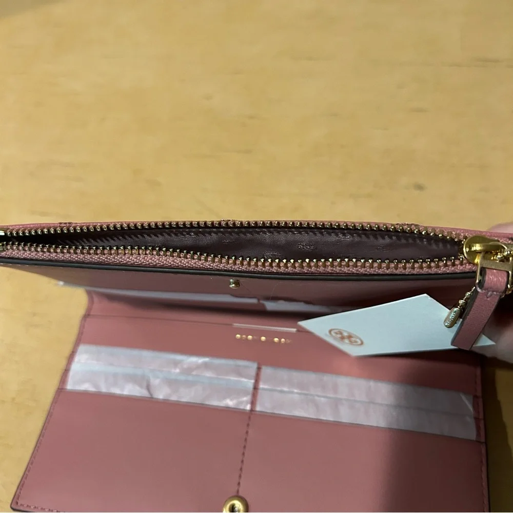 Tory Burch Willa slim glazed quilted leather envelope wallet 89490 - Picture 4 of 8